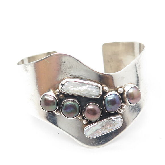 JAY KING DESERT ROSE TRADING Sterling Silver Vintage Real Pearl Bracelet 6.75" - Picture 4 of 8